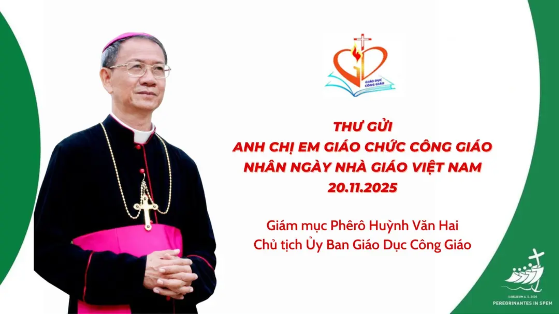Thư gửi anh chị em giáo chức Công giáo nhân ngày Nhà giáo Việt Nam 20/11/2025